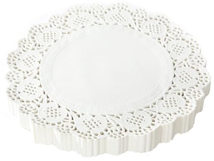 VYIBPDY Spitzenpapier für Kuchen Rundes Tortenspitze Küche Backpapier Weißes Papierdeckchen Tischset Papier für Hochzeit Geburtstag Party Kuchen Pappteller 3.5inch, Tortenunterlage Rund, 140 Stück