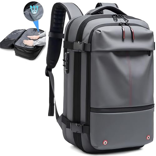 Zaino sottovuoto da viaggio, 62 l, espandibile, con compressione sottovuoto, antifurto, dotato di dispositivo di aspirazione dell'aria