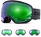 Odoland Skibrille Photochrome für sonnige und bewölkte Tage, Anti-Nebel Snowboard Brille Ski Goggles UV-Schutz für Herren Damen Selbsttönend Schneebrille Grün