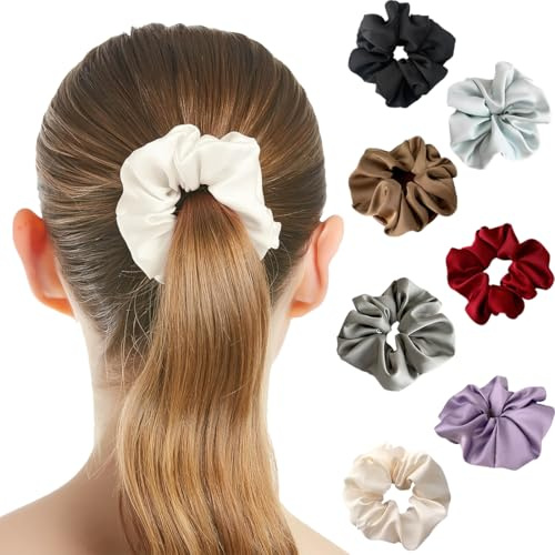 ZKGYUS 7 Stück Haargummis Damen Seide Scrunchies für - Zopfgummi mit Spiralförmigem Band für Damen Frauen Mädchen, Weich Seidig Elastisch Haargummis Mädchen scrunchie mit reißverschluss