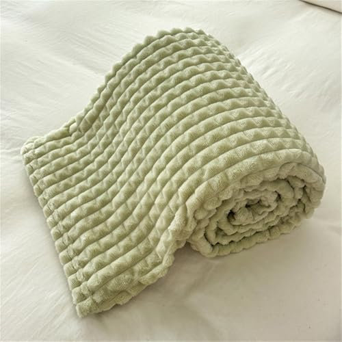 Hixingo Couverture Plaid Polaire Flanelle Couverture de Canapé à Carreaux Jeté de Canapé Couverture Lit 2 Personnes Epaisse Douce et Chaude, Convient à Toutes Les Saisons (127x152cm,Vert Clair)