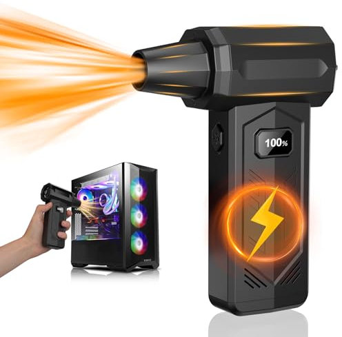 vogma V8 Electric Air Duster, 340,000RPM with LED Display, One-Touch Hurricane Mode, Black, Rechargeable, Cordless, 2.4 lbs, Computer & Car Duster