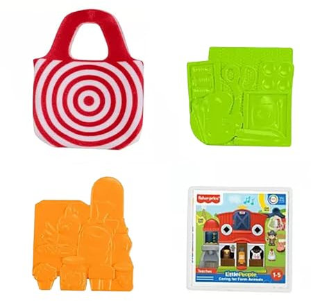 Fisher-Price Ersatzteil für Sammlerstück Little People Target Run Puppenhaus Spielset HXX97 - Ersatz rot und weiß Einkaufstasche und 3 Merchandise-Quadrate
