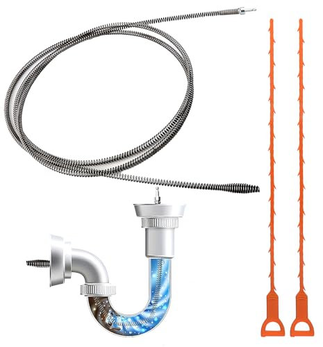 Limpiador de tuberías universal en espiral, 3 m x 10 mm, eficiente espiral de drenaje de tuberías, eje de limpieza de tuberías multifuncional, desatascador de desagües flexible en espiral para cocina,