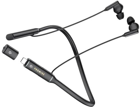 Promise Auriculares inalámbricos A12 Bluetooth 5.3 con banda para el cuello, 60 horas de reproducción, cargador rápido OTG integrado, auriculares con aislamiento de ruido para deportes, entrenamiento