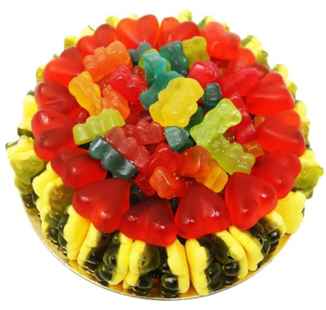Fruchtgummi Wackelpudding Torte mit Waldmeister Vanillesoße Bärchen 600g