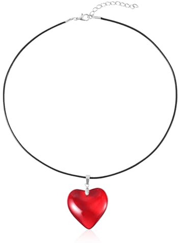 Mikovivi Große Rote Herzkette, Verstellbar Klobige Herzketten für Damen Klobige Bauschige Herzkette Auffällige Herzkette Schmuck Trendige Geschenke für Damen