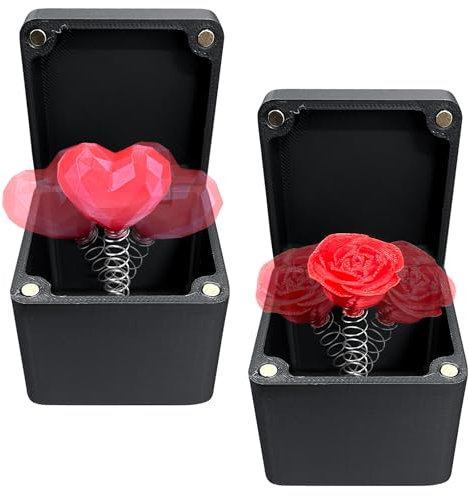 Giugio Rose Geschenkbox, 3D-Bedruckte Rosen/Herzen in Einer Box, Valentinstag Überraschungsbox, Neuheit Spaß Streich Geschenk, Rose Surprise Box, Geburtstag, Freundin/Mama (2pcs)