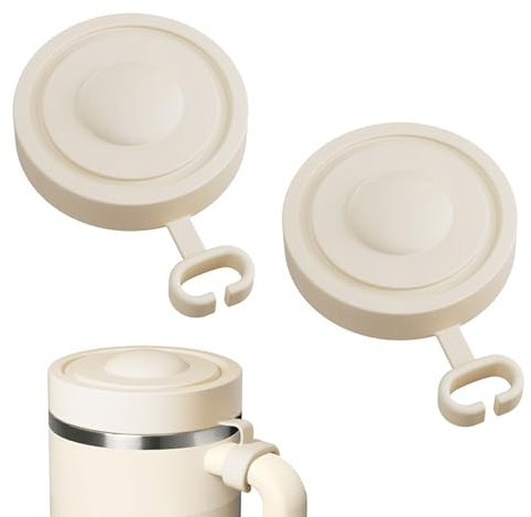 LUMOOM 2 Pièces Couvercle Stanley Cup, Anti-Fuites 40oz, Couvercle de Rechange pour Tasse Stanley, Accessoire Isotherme, Poussière, Réutilisable (Crème)