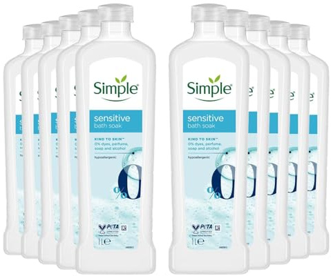 Simple Kind to Skin Sensitive Bath Soak, Pack of 100, Bubblebath for Women, Ultra-Gentle Hypoallergenic Product Designed for The Most Sensitive Skin, 1L