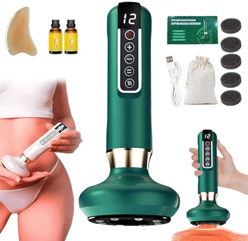 Velora Massaggiatore Anti Cellulite, Velora Beauty Massaggiatore Anti Cellulite per Pancia Schiena Vita Braccia Glutei, Massaggiatore Anticellulite Elettrico 12 Livelli Regolabili (Green+Oil)