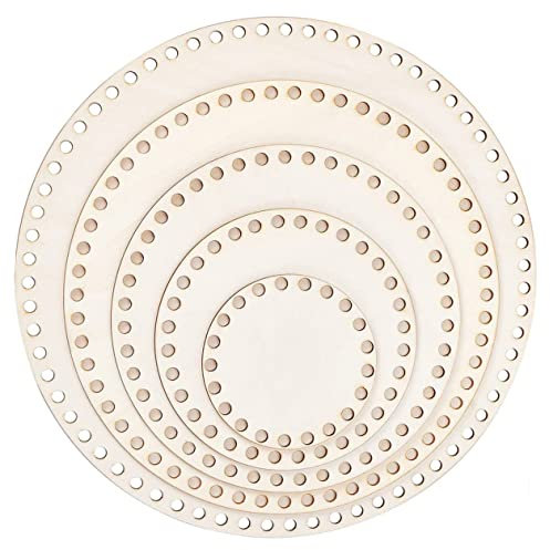OFFIGAM 5stücke Holzboden Für Häkelkörbe Runde Basis DIY Zubehör Häkeln Korb Boden Former Stricktaschenboden Hobby Basteln