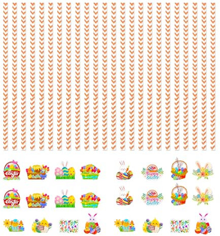 24% Striped Paper Straws for Easter Themed Picnic
