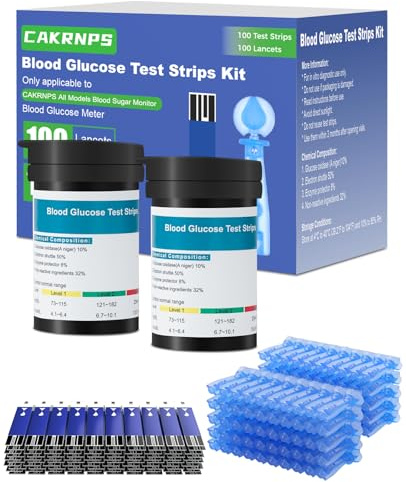 CAKRNPS Blood Glucose Test Strips, 100 Count Blood Sugar Test Strips for Diabetes, Accurate, Auto Code, Compatible with All CAKRNPS Glucometer for Easy Blood Sugar Testing (No Monitor)