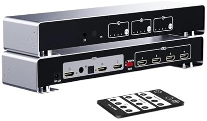 4K 60Hz Matrix 4x2 Video Switch Splitter 4 In 2 Out mit optischem 3,5-mm-konverter Nahtlose Umschaltung