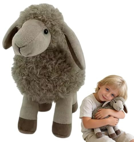 Xiyocadt Plüschtier Schaf 22 cm & 33 cm – Weiches Kuscheltier für Baby und Kinder, Flauschiges Stofftier Lamm als Schlafbegleiter, Süßes Schaf Plüsch zum Kuscheln und Verschenken (Grau,22CM)