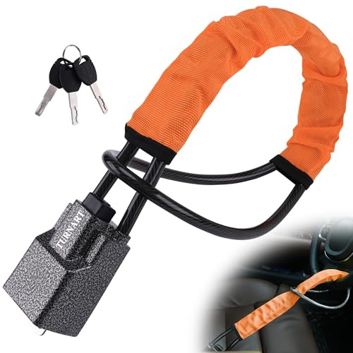TURNART Steering Wheel Lock, Anti‑Theft Car Security Device with 3 Keys | Metal housing, universal fit, compact