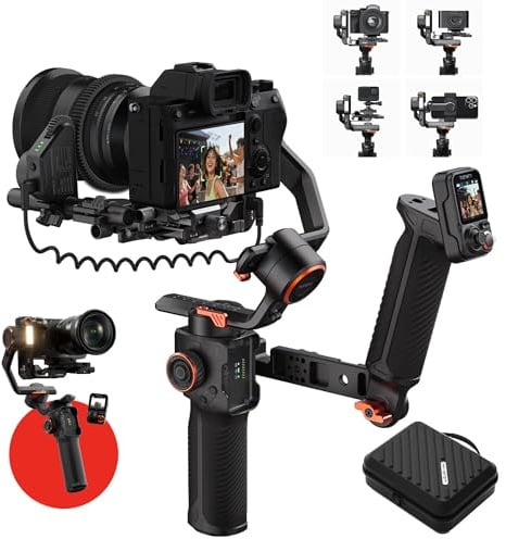 hohem iSteady MT3 Pro Kit Kamerastabilisator,mit AI-Tracker und abnehmbarer Fernbedienung mit Live-Bildübertragung,bidirektionalem Drehgriff,Follow-Focus, für iPhone/Spiegellose Kameras/Action-Kameras