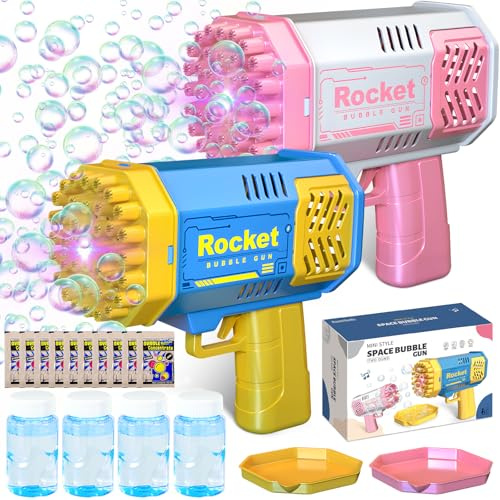 BGIUSQF 2 Piezas Pistola de Burbujas para Niños, 40 Agujeros Pistola de Burbujas de Bazuca, Bubble Machine Blaster, Bazooka Burbujas para niños y Adultos para Jardin Exterior,Bodas Juguete