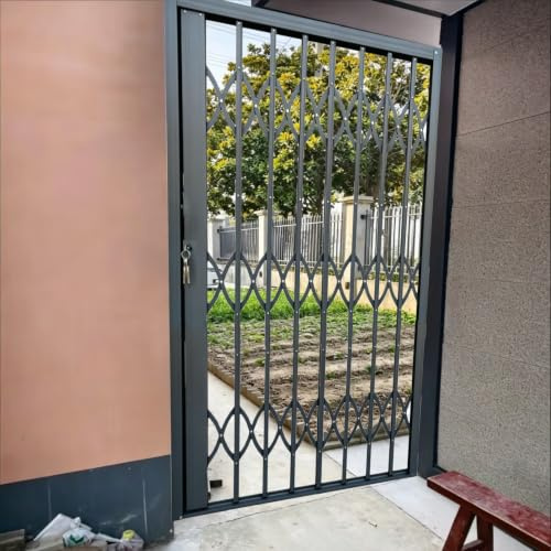 Rejas para Ventanas Exteriores Reja de Seguridad Plegable para Puerta Corredera con Cerradura de Llave, Rejas de Seguridad para Ventanas de 203 cm de Altura para Prevenir Robos(65x80in/165x203cm)
