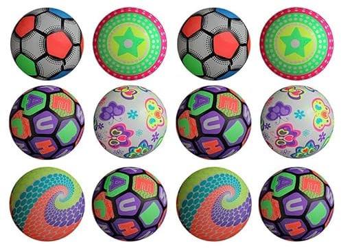 Funien Lot de 12 Boules Lumineuses Gonflables Clignotantes en Plastique de 22 Cm, Balles Rebondissantes Lumineuses à LED avec Jeu élastique Doux pour Jeux Nuit en Plein Air
