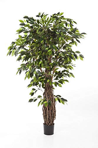 artplants.de Kunst XXL Ficus PHIPSO, 5375 grüne Blätter, üppiger Naturholzstamm, Deluxe, 330cm - Deko Ficus - exotischer Kunstbaum