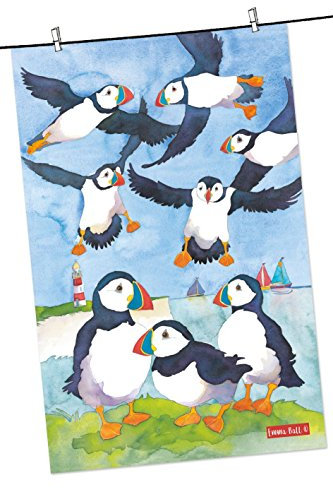 Puffin Birds Designer Tea Towel - Emma Ball