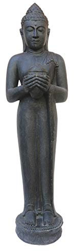 STONE art & more Buddha-Figur mit Topf, stehend, 150 cm, Steinfigur, Steinguss, frostfest