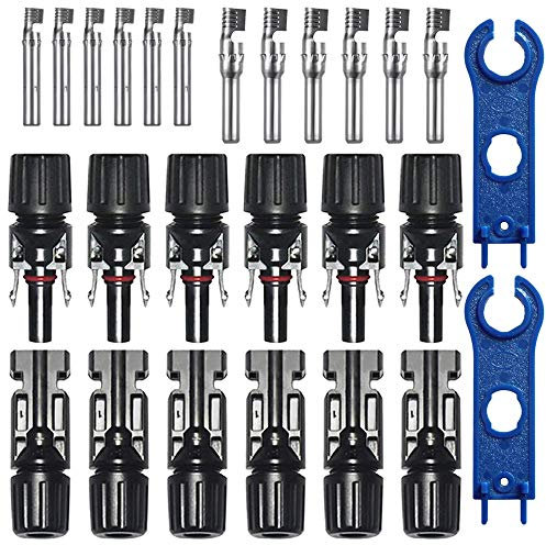 GTIWUNG 6 pares Solar Panel Cable Conector, Conector Solar Fotovoltaico, Macho/Hembra Conector Impermeable de Anillo de Sello Impermeable, Conectores de Cable de Panel Solar para Sistema Fotovoltaico