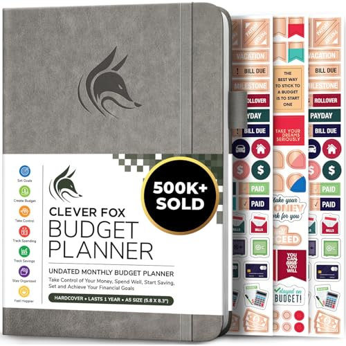 Clever Fox Budget Planer - Ausgaben Tracker Botizbuch. Monatliches Budgetierungsjournal, Finanzplaner und Rechnungsbuch zur Kontrolle Ihres Geldes, A5 - Grau (Englisch)