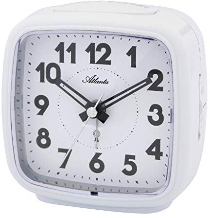 Atlanta Funkwecker analog mit Licht Snooze gut ablesbare Zahlen - 1837/0 (Weiß)