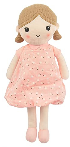 Linzy Toys, Soft Plush Light Pink Blue Emily Rag Doll for Girl, 15 My First Rag Doll, Muñecas de Trapo para Niña, Embroidered Face, Safe for All Ages (89835)