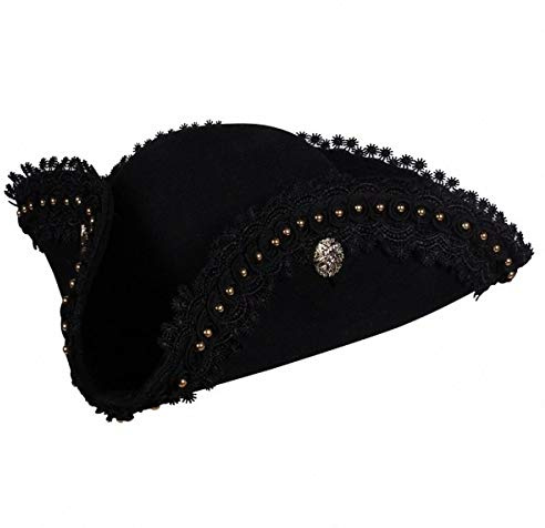 Thetru Kostüm Zubehör Hut Dreispitz Pirat schwarz Karneval Fasching Gr. 57