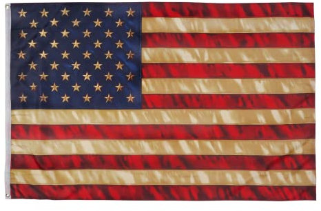 Drapeau américain américain de thé teinté - 3 x 5 m - Primitive américaine vintage USA vieilli décoration drapeaux bannière extérieur intérieur Drapeau américain