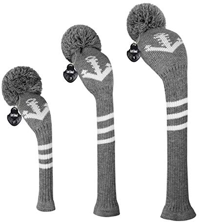 Scott Edward Golfschlägerhauben für Hölzer und Fahrer, Set mit 3 süßesten Pom Fit über Brunnen Driver Holz (460 cc) Fairway-Holz Hybrid (UT), die perfekte Abwechslung Golftaschen (Anker Grey)