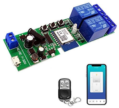 Newgoal 2 canaliWiFi Wireless Smart Switch Modulo relè autobloccante a pollici, da applicare al controllo accessi APP Tuya SmartLife, apriporta per garage WiFi fai-da-te