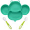 Vicloon Assiette Ventouse pour Bébé, Assiettes Divisées en Silicone pour Tout-petits l'auto-alimentation, Sans BPA, Antidérapantes, pour au Lave-vaisselle et au Micro-ondes, Abeille -Vert