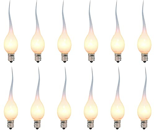GOOTHY Silicone Dipped Candle Light Bulbs, Clear Silicone 5 Watts Replacement Bulbs for Electric Window Candles Chandeliers Night Light Bulbs Christmas Lights, C7/E12 Candelabra Base, 120V- 12 Pack