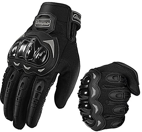 hifrom Motorrad Handschuhe Herren Damen Kinder, Atmungsaktive Touch Screen Fahradhandschuhe, Sport Handschuhe für Motorrad, Radfahren, Camping, Roller (Schwarz, L)