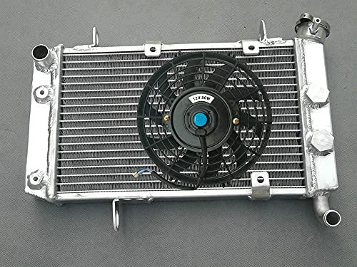 FSMOTO Radiador de aluminio + ventilador para Quadsport Z400 LTZ400 2x4 LT-Z400 LT-Z400 LT-Z400Z / KFX400 KFX 400 / Arc-tic Cat DVX400 DVX 400