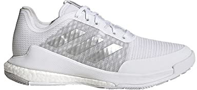 adidas Damen Crazyflight Volleyball-Schuh, Weiß, Silber, Metallic-Grau, 44 2/3 EU