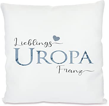 Manufaktur Liebevoll personalisiertes Kissen - Geschenk und Dankeschön für Uroma oder Uropa - Dekokissen und Kuchelkissen (Uropa)