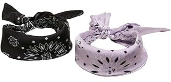Urban Classics Unisex Satin 2-Pack Bandana, Black/Lilac, one Size