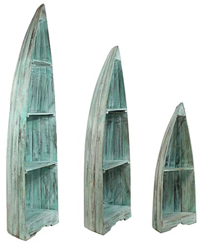 Oriental Galerie Bootsregal Regal im Boots-Design Holzregal Standregal Aufbewahrung Konsole Bord Albesia Holz, Design:Nr. 16, Größe:Groß