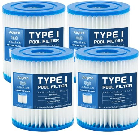 Aoyern Filtre Piscine Type I, Lot de 4 Cartouches filtrantes pour 58381 Type I pour Filtre de Piscine