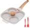 Bobikuke Pankache Padella, Padella Pancake con Coperchio Antiaderente Padella per Frittata a 4 Fori in Alluminio Per Colazione Hamburger Uova Fritte, per Induzione e Gas (Bianco)