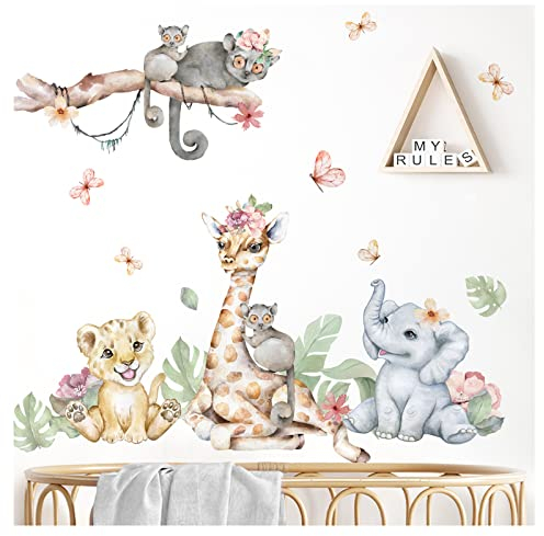 Grandora XXL Set Safari Tiere Wandtattoo für Kinderzimmer Dschungel Wandsticker für Babyzimmer Wandaufkleber Deko DL852 XL - 128 x 108 cm (BxH)