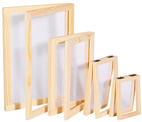 Worown 4 misure (A4, A5, A6 e A7) 2 in 1 schermo in legno per la creazione della carta, stampo per la creazione della carta, cornice in legno per fai da te