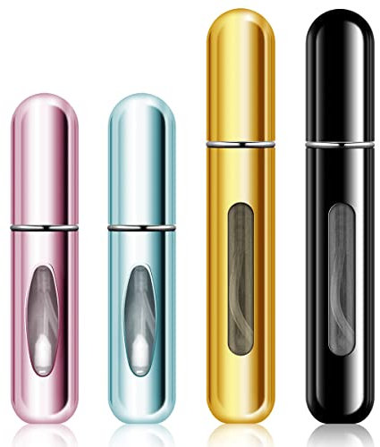 Leikedun Atomizzatore di Profumo 4 Pezzi Mini Porta Profumo da Viaggio Portatile Ricaricabile Bottiglia Dispenser Bottiglia per Viaggiare Festa Vita Quotidiana