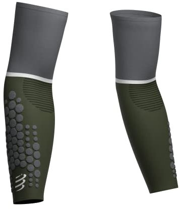 COMPRESSPORT ArmForce Ultralight Manguitos, Adultos Unisex, RF Green/Steel Grey (Multicolor), 38-42 cm